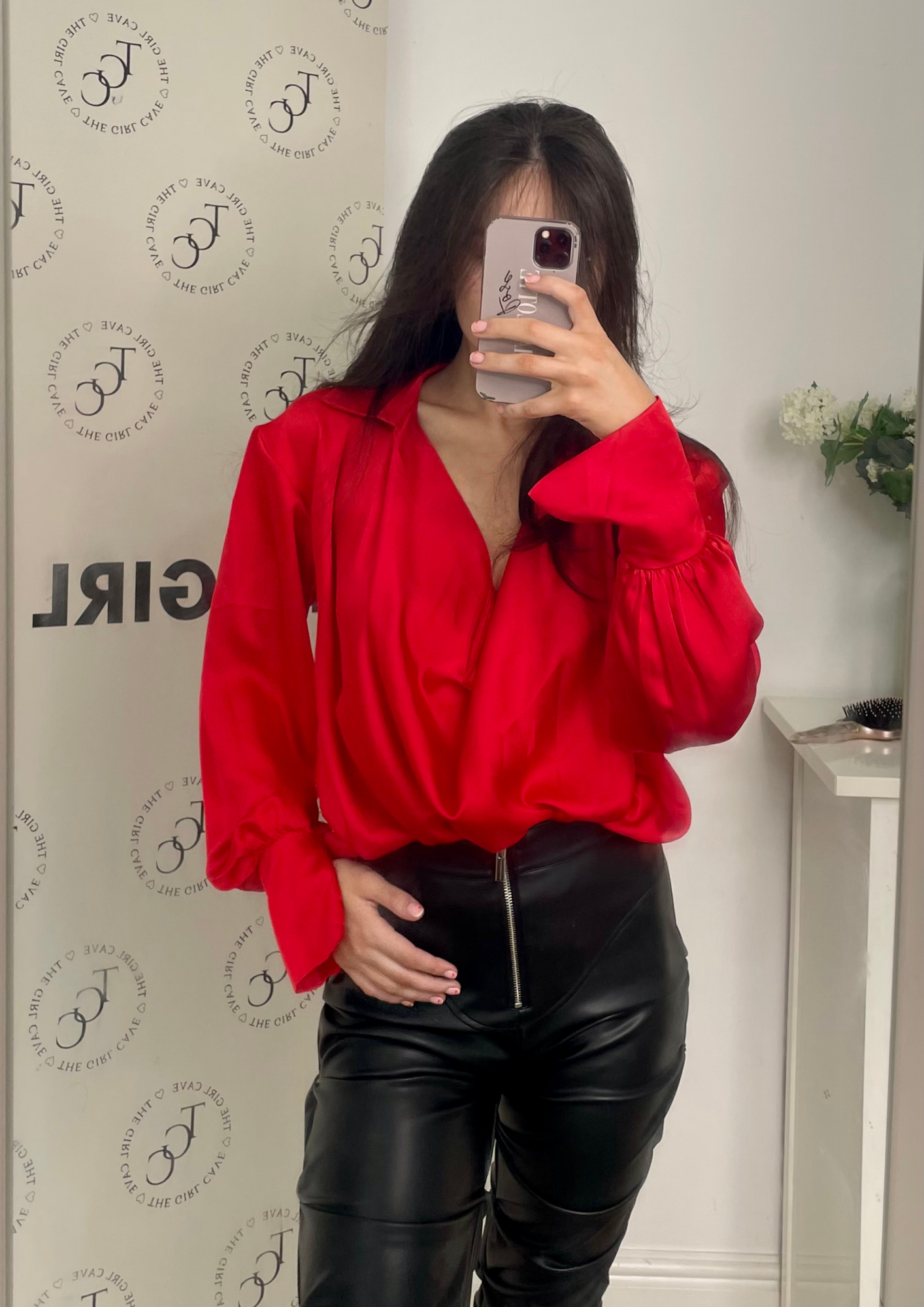 Satin cowl neck blouse