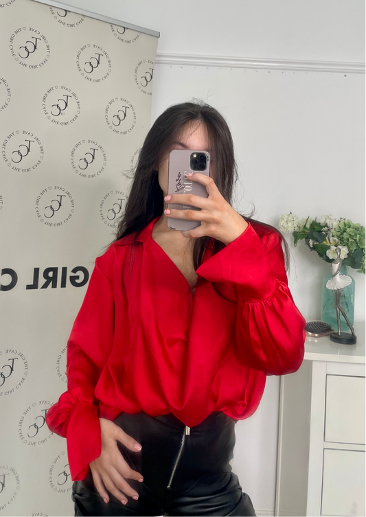 Satin cowl neck blouse