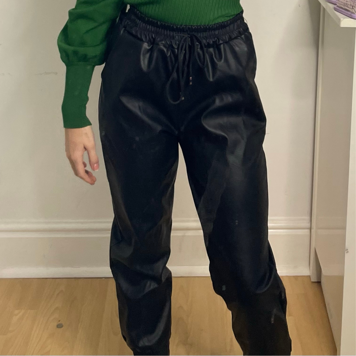 Leather joggers