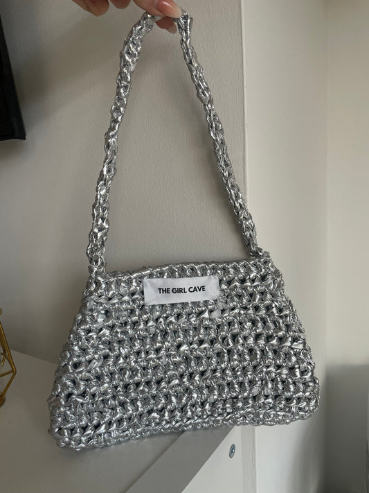 SILVER CROCHET BAG