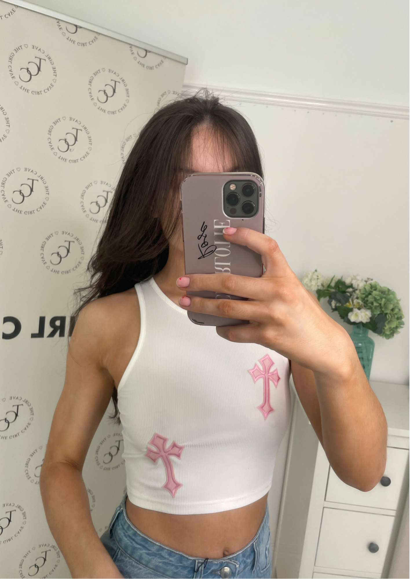 ‘SINNER’ Crop top Pink